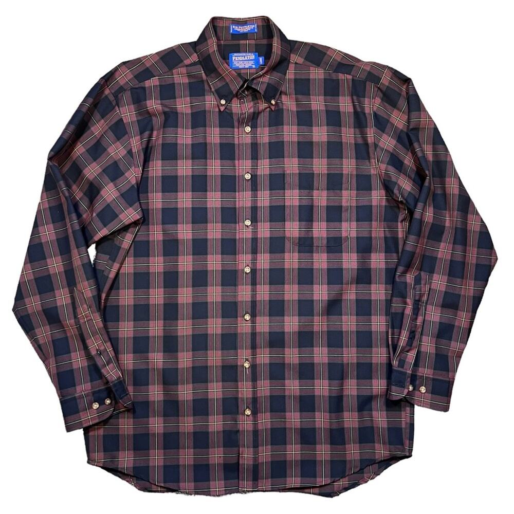 Pendleton Classic Board Shirt Muir Tartan Plaid Wool Long Sleeve Mens Large LONG
